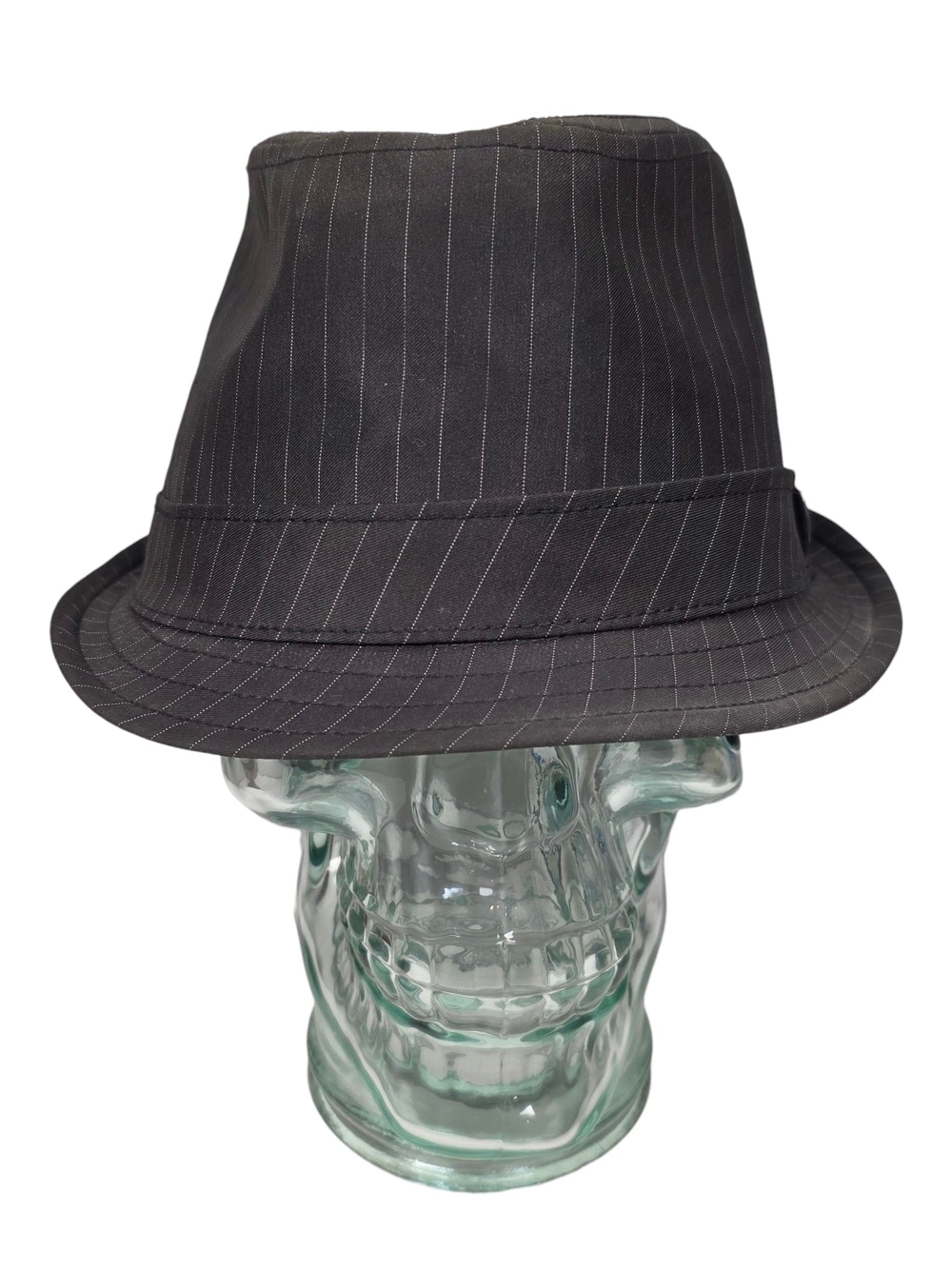 HEADERS Men's Pinstripe Fedora Hat Size Large Black Silver Stripe Trilby Cap